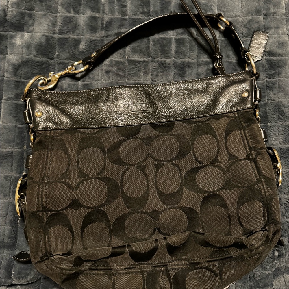 Coach Zoe Black Signature Shoulder Bag